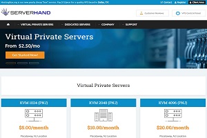 ServerHand推512M内存KVM，月付1.25美元